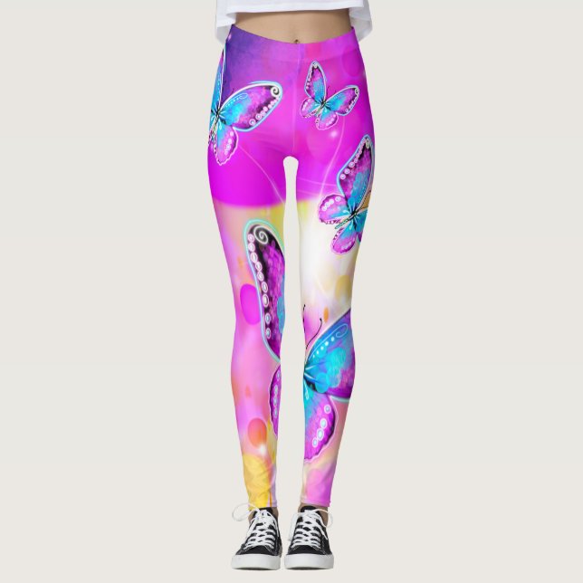 Farbenfrohe Neon Butterfells Leggings (Vorderseite)
