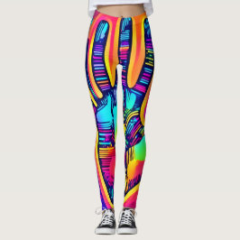 Farbenfrohe Neon Five & Half Fingers drucken Art Leggings