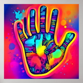 Farbenfrohe Neon Five & Half Fingers drucken Art Poster