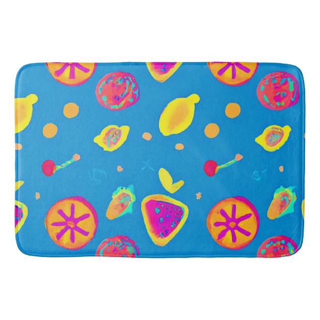 Farbenfrohe Neon Frucht Muster Symphonie Badematte (Vorderseite)