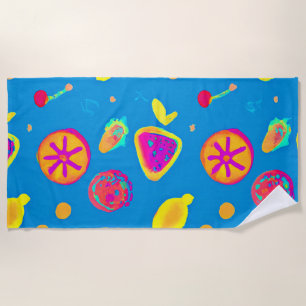 Farbenfrohe Neon Frucht Muster Symphonie Strandtuch