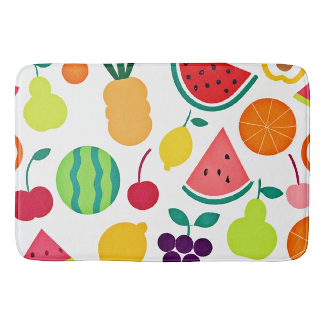 Farbenfrohe Neon Fruit Fiesta Badematte (Vorderseite)