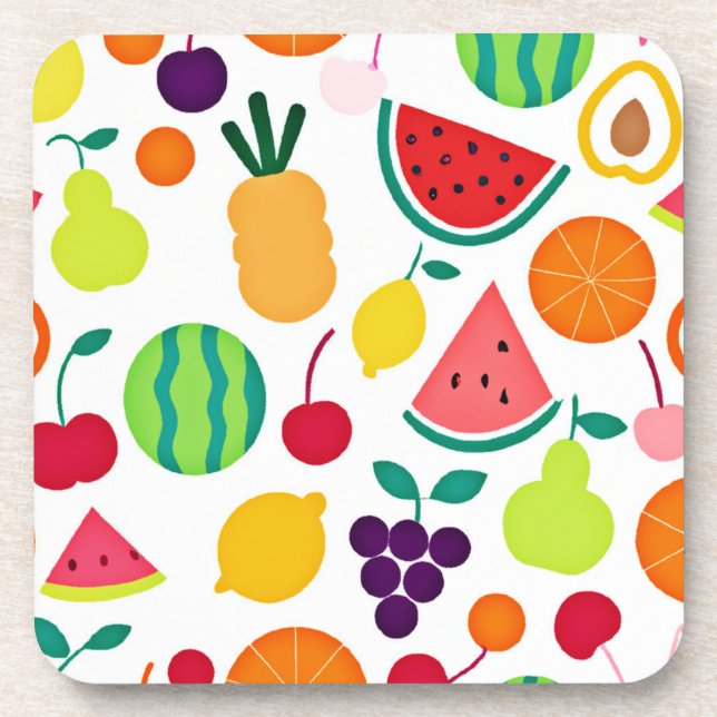 Farbenfrohe Neon Fruit Fiesta Getränkeuntersetzer (Vorderseite)