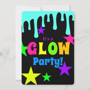 Farbenfrohe Neon Glow Party Einladung