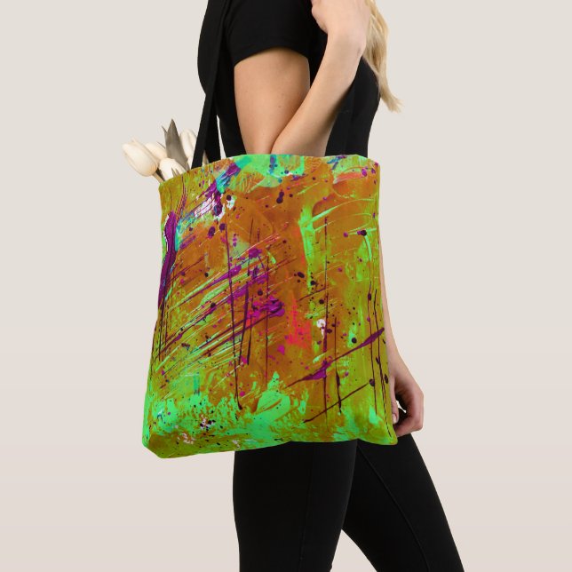 Farbenfrohe Neon Green Abstrakt Spritzer Paint (Von Nahem)
