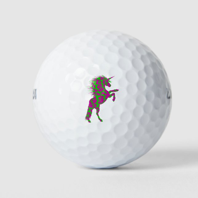 Farbenfrohe Neon Leopard Print Unicorn Golfball (Vorderseite)