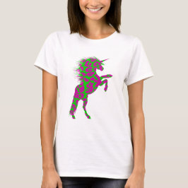 Farbenfrohe Neon Leopard Print Unicorn T-Shirt