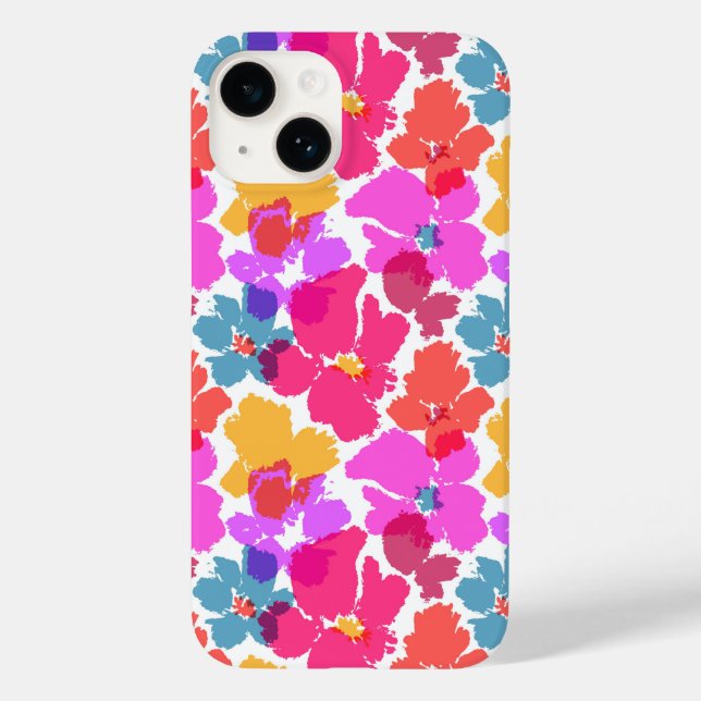 Farbenfrohe Neon Moderne Blume Muster Case-Mate iPhone Hülle (Rückseite)