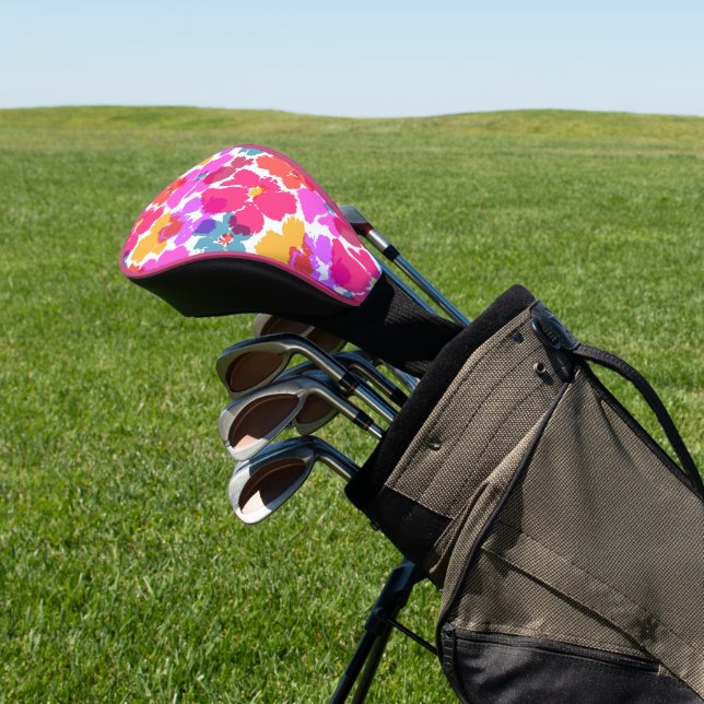 Farbenfrohe Neon Moderne Blume Muster Golf Headcover (In SItu)