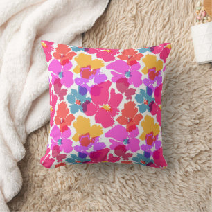 Farbenfrohe Neon Moderne Blume Muster Kissen