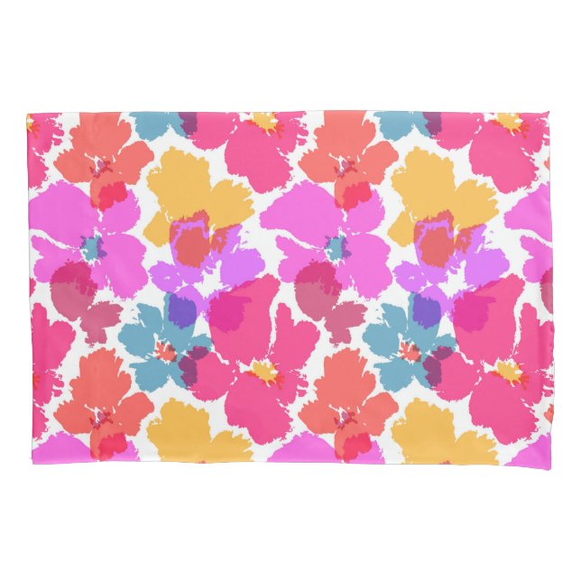 Farbenfrohe Neon Moderne Blume Muster Kissenbezug (Vorderseite)