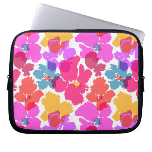 Farbenfrohe Neon Moderne Blume Muster Laptopschutzhülle