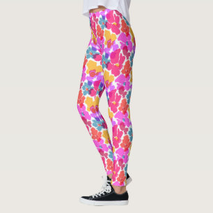 Farbenfrohe Neon Moderne Blume Muster Leggings