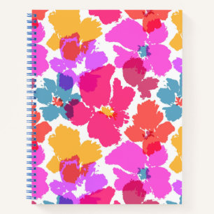 Farbenfrohe Neon Moderne Blume Muster Notizbuch