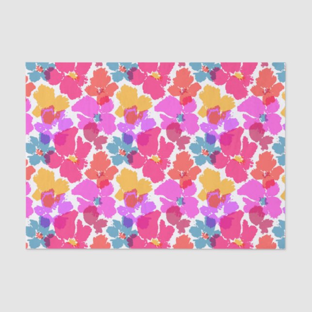 Farbenfrohe Neon Moderne Blume Muster Seidenpapier (Vorderseite)