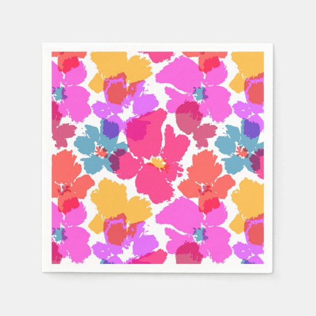 Farbenfrohe Neon Moderne Blume Muster Serviette (Vorderseite)