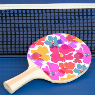 Farbenfrohe Neon Moderne Blume Muster Tischtennis Schläger