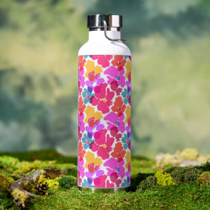 Farbenfrohe Neon Moderne Blume Muster Trinkflasche