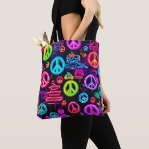 Farbenfrohe Neon Peace Pattern