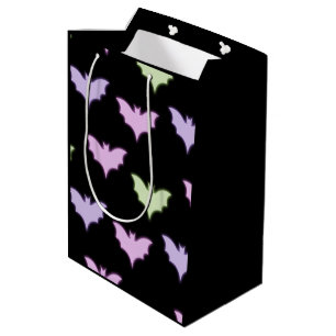 Farbenfrohe Neon Pink Lila grüne Fledermäuse Hallo Mittlere Geschenktüte
