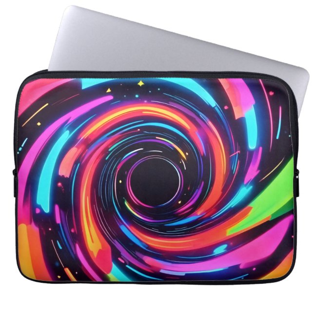 Farbenfrohe Neon Spirale Abstrakte Kunst Laptopschutzhülle (Vorderseite)
