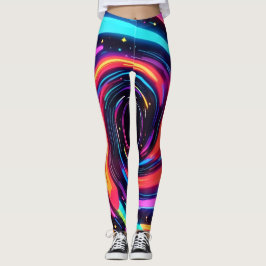 Farbenfrohe Neon Spirale Abstrakte Kunst Leggings