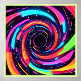 Farbenfrohe Neon Spirale Abstrakte Kunst Poster