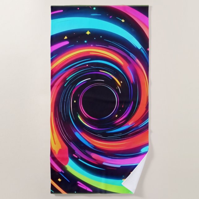 Farbenfrohe Neon Spirale Abstrakte Kunst Strandtuch (Vorderseite)