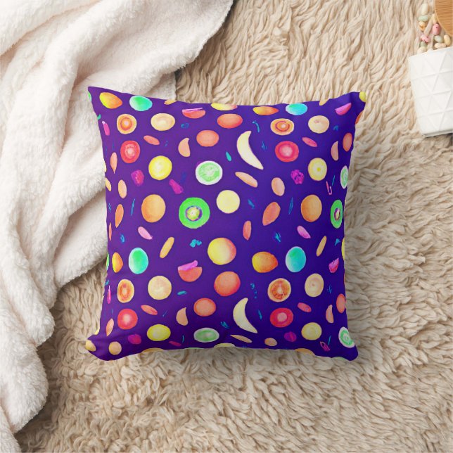 Farbenfrohe Neon Tropical Frucht Muster Kissen (Decke)