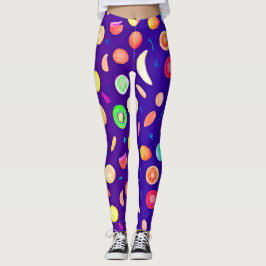 Farbenfrohe Neon Tropical Frucht Muster Leggings
