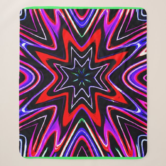 Farbenfrohe Neon Vibes Pattern Sherpadecke (Vorderseite)