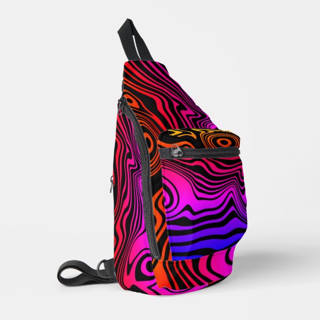 Farbenfrohe Neon Waves Crossbody Bag (Linke Seite)