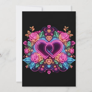 Farbenfrohe Neonherz Valentinstag Feiertagskarte