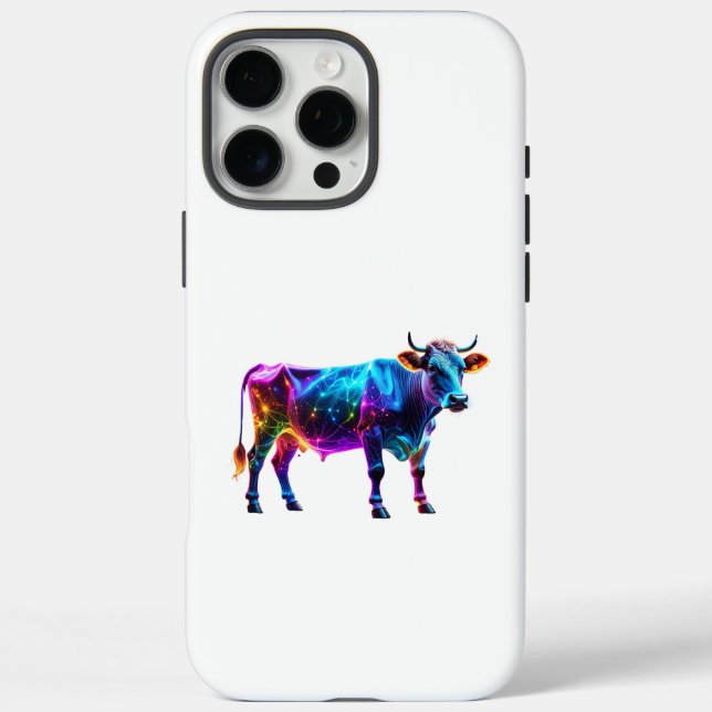 Farbenfrohe Neonkuh Kunst - Glühende Kuh Case-Mate iPhone Hülle (Rückseite)