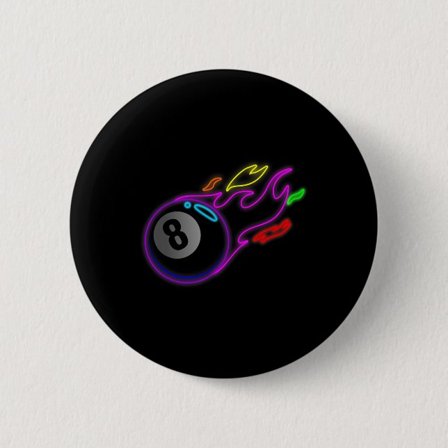 Farbenfrohe Neonlichter Acht-Ball Billard Pool Mm Button (Vorderseite)