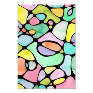 Farbenfrohe neurografische Wasserfarben Kunst Fotodruck