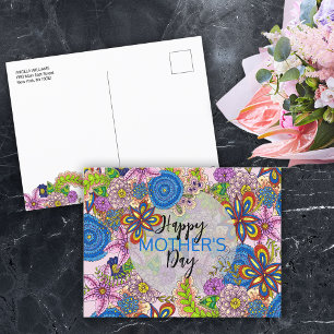 Farbenfrohe Niedlich Doodle Blume Muttertag Postkarte