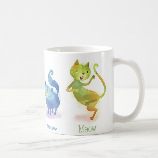 Farbenfrohe Niedlich Happy Cats Tasse (Rechts)