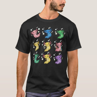 Farbenfrohe niedliche Axolotl-Muster-Kunst T-Shirt