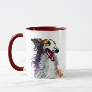 Farbenfrohe Niedliche Borzoi Lebhafte Greyhound Tasse