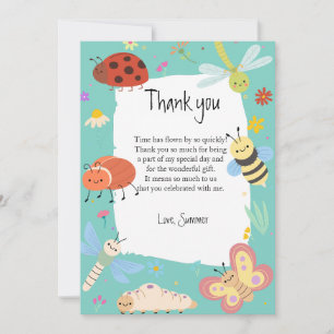 Farbenfrohe Niedliche Bugs Kindergeburtstag Dankeskarte