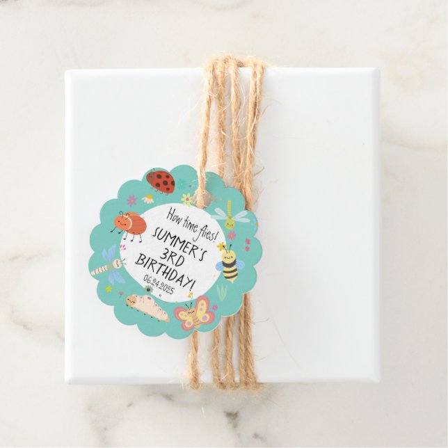 Farbenfrohe Niedliche Bugs Kindergeburtstag Geschenkanhänger (Beispiel)