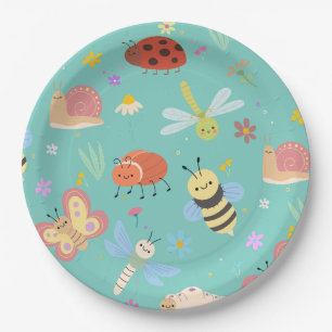 Farbenfrohe Niedliche Bugs Kindergeburtstag Pappteller