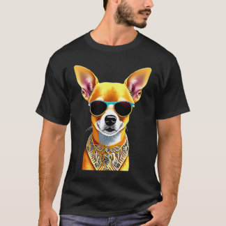 Farbenfrohe Niedliche Chihuahua mit Sonnenbrille f T-Shirt