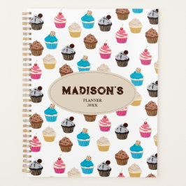 Farbenfrohe Niedliche Cupcakes Muster Rezept Planer