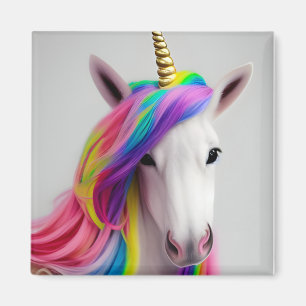 Farbenfrohe Niedliche Einhorn Girl Rainbow Hair Ma Magnet