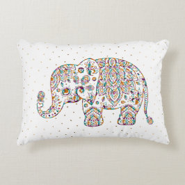 Farbenfrohe Niedliche Elephant Floral Paisley Dekokissen