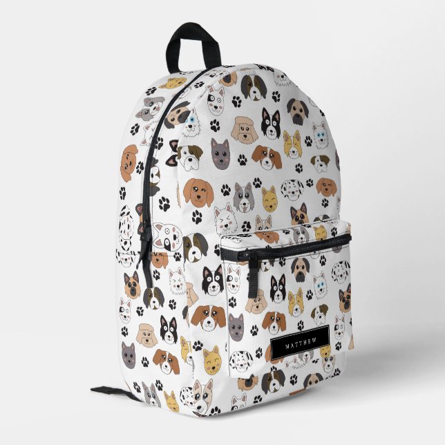 Farbenfrohe Niedliche Hunde & Hunde Individuelle N Bedruckter Rucksack (Rückseitige Ecke links)