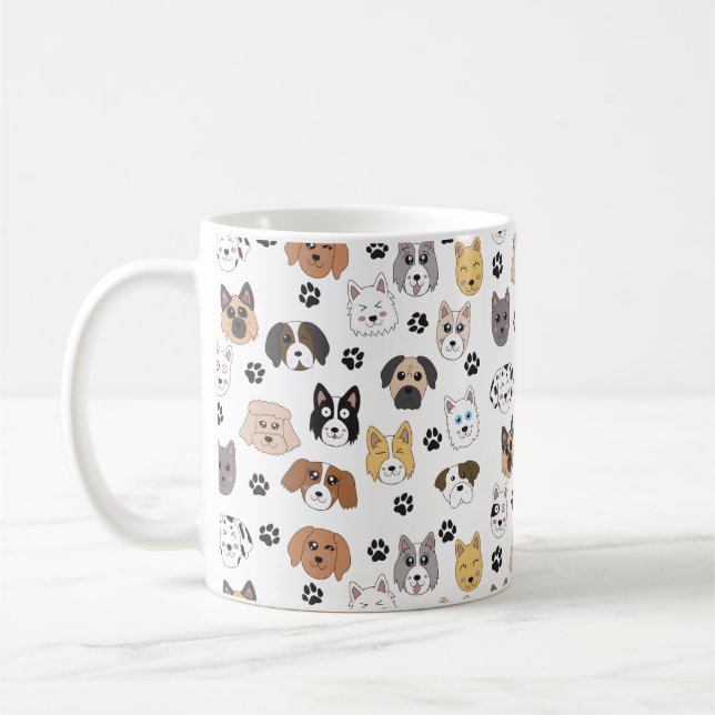 Farbenfrohe Niedliche Hunde & Hundeschlittenmuster Kaffeetasse (Links)