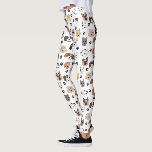 Farbenfrohe Niedliche Hunde & Hundeschlittenmuster Leggings (Links)